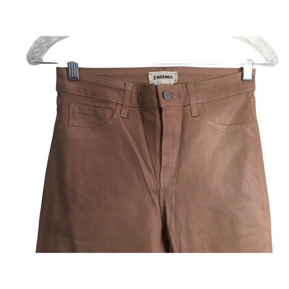 L'Agence Jeans Women's Size 25 Light Mocha Coated Margot High Rise Skinny - Picture 2 of 7
